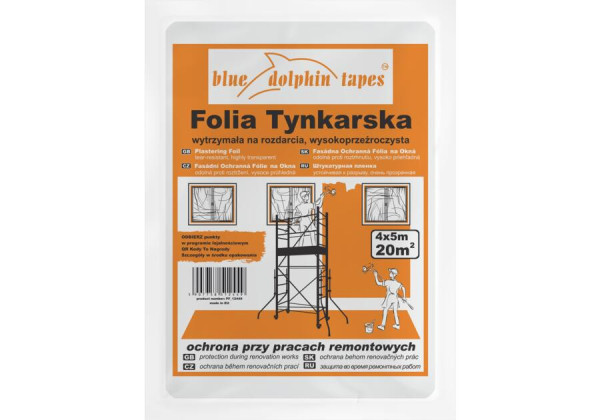 BLUED Folia malarska/Tynkarska 4x5m Przeźroczysta